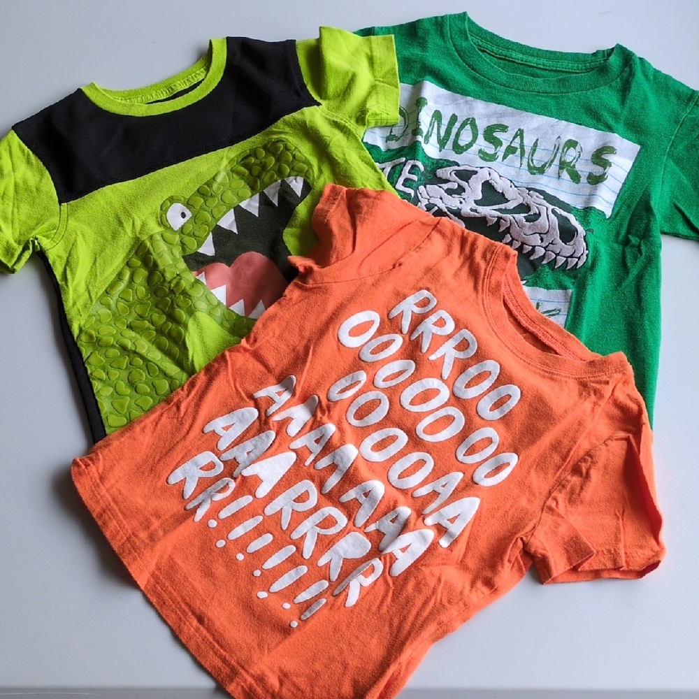 Kids Dinosaur Graphic T-Shirts - Green and Orange